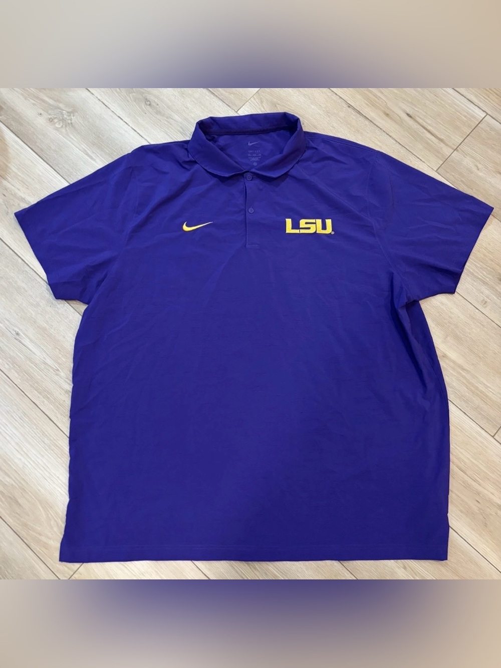 Nike Louisiana State LSU Tigers Football Polo Shirt Purple Dri-Fit Men’s 3XL Pro